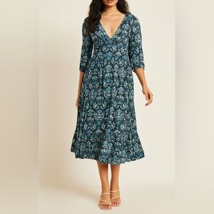 NEW caroline constas dahlia navy print dress